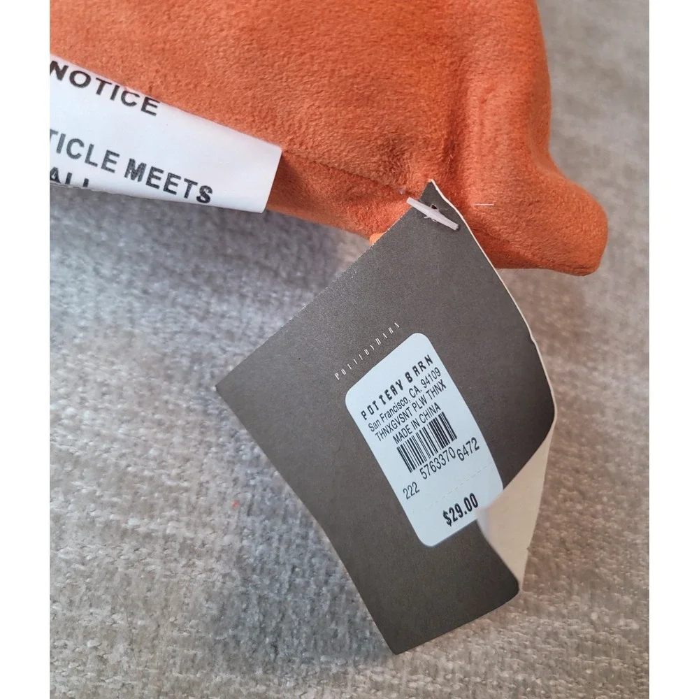 Pottery Barn GIVE THANKS Orange Lumbar Throw Pillows Fall Autumn 12x16 w TAGS
